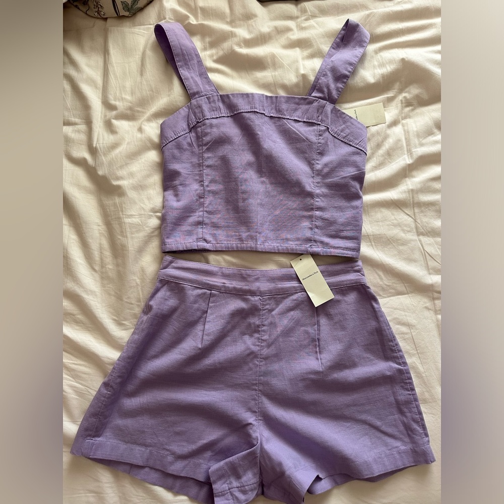 Abercrombie & Fitch Purple Linen Shorts & Tank Set Size Small; Never worn NWT